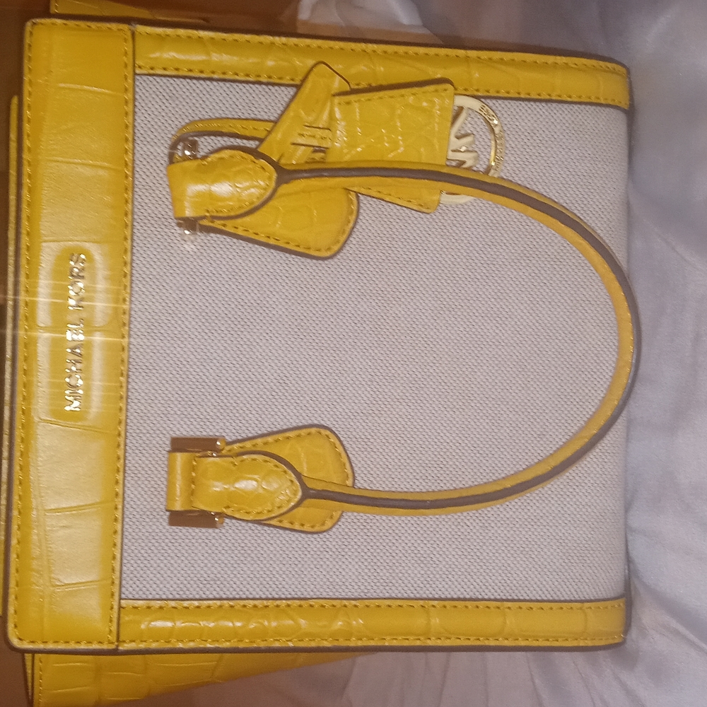 Yellow and Khaki Michael Kors Purse